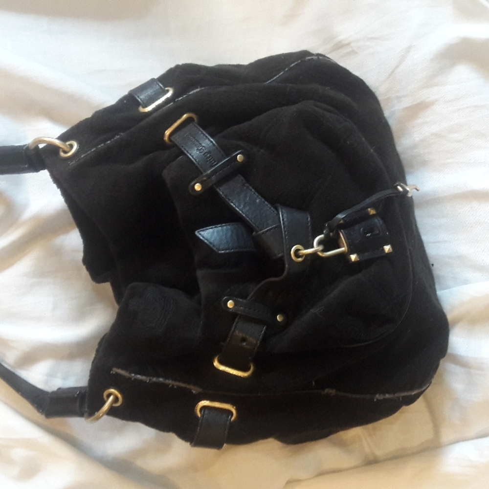 Vintage Y2K ♛Juicy Couture Black Terry Cloth Lock & Key Cross Body Shoulder Bag